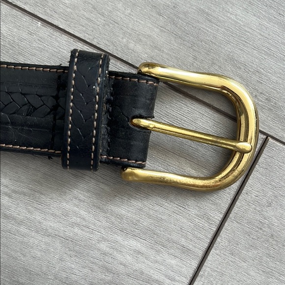 BOSTON LEATHER Brown textured Leather Belt Gold Buckle, size 38 - Picture 5 of 7